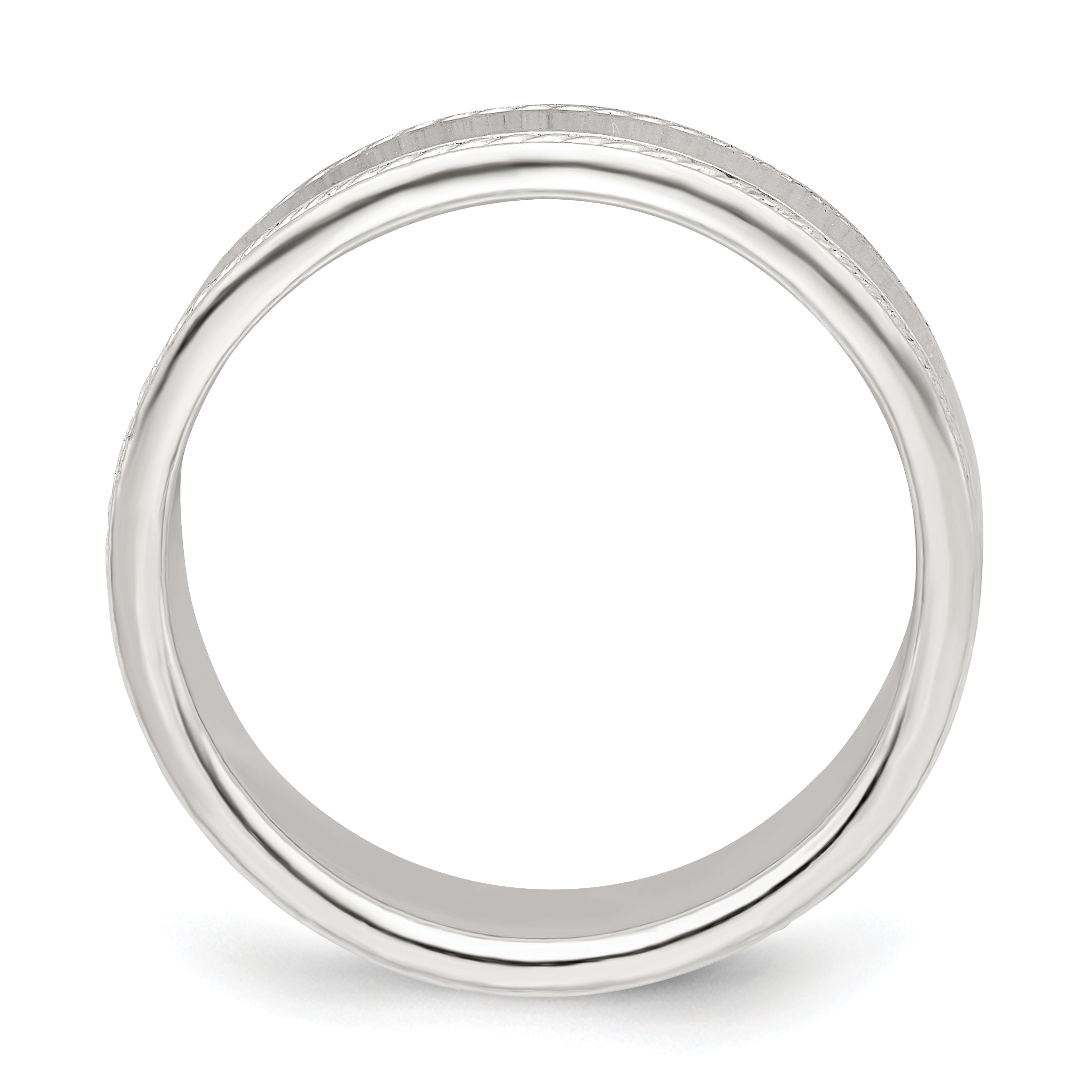 Sterling Silver 6mm Flat with Rope Edge Size 12 Band