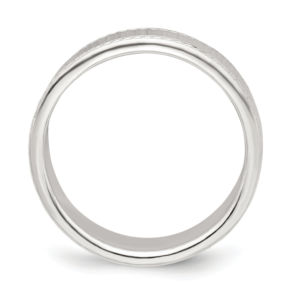 Sterling Silver 6mm Flat with Rope Edge Size 12 Band