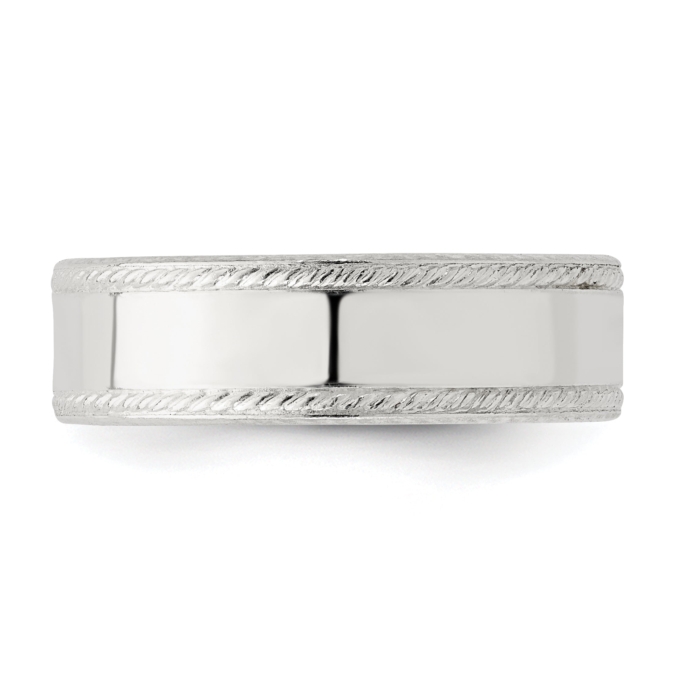 Sterling Silver 6mm Flat with Rope Edge Size 12 Band
