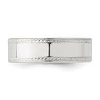 Sterling Silver 6mm Flat with Rope Edge Size 12 Band