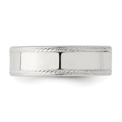 Sterling Silver 6mm Flat with Rope Edge Size 12 Band