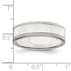 Sterling Silver 6mm Flat with Rope Edge Size 12 Band