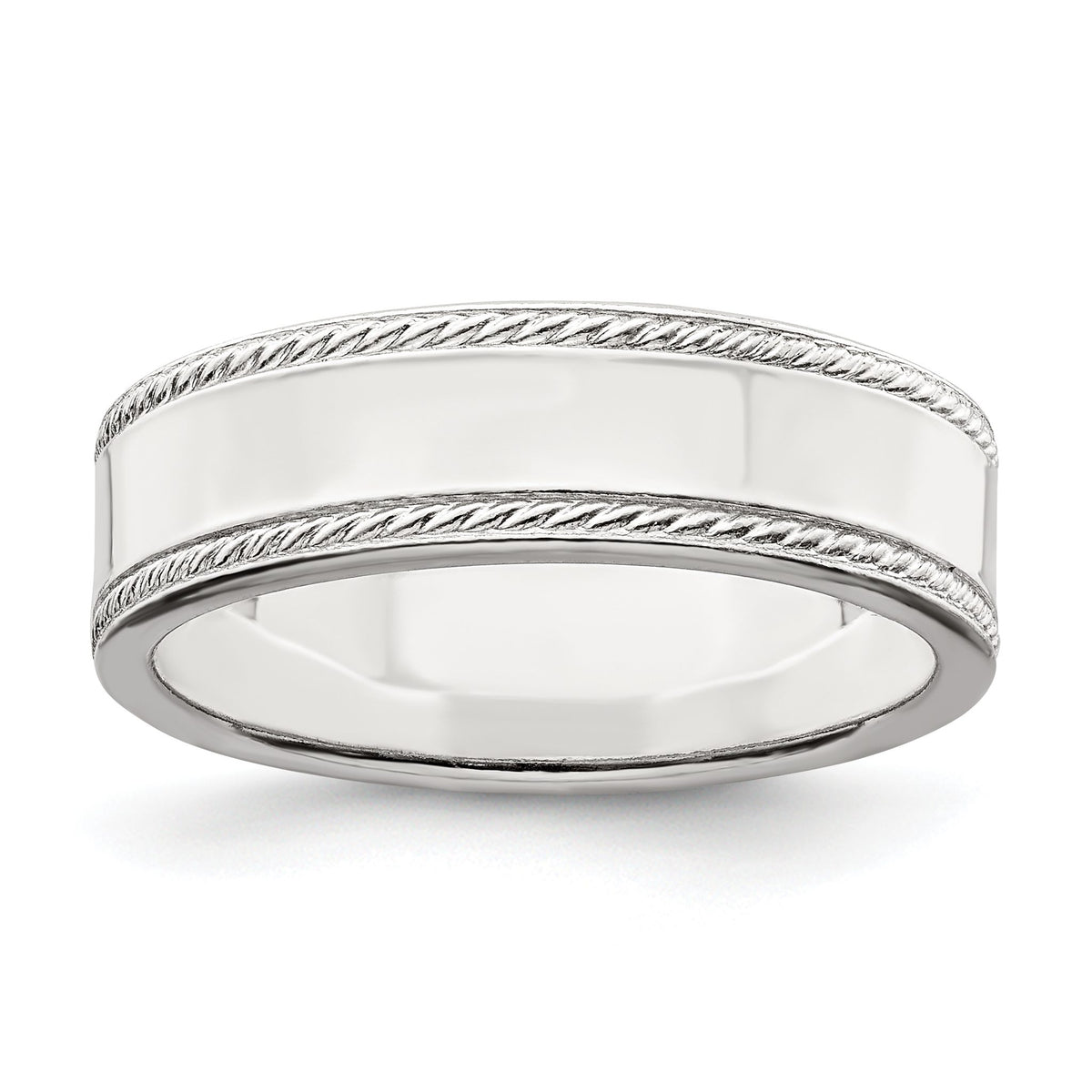 Rope-Edge Wedding Band in Sterling Silver, 6mm, Size 4–12 - Sophia Jewelers Main image