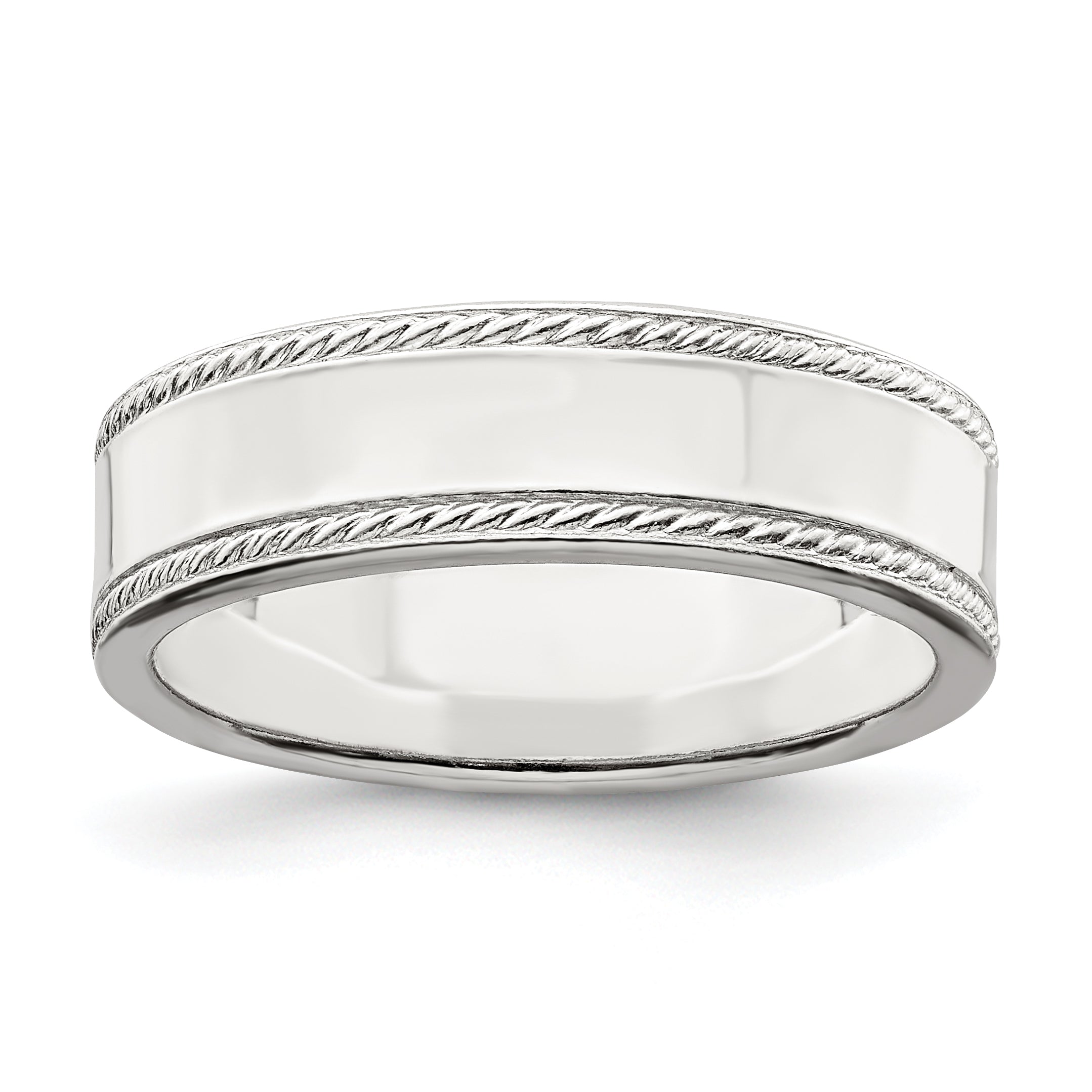 Sterling Silver 6mm Flat with Rope Edge Size 12 Band Main image