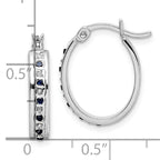 Diamond Fascination Diamond Mystique Sterling Silver Platinum-plated Diamond and Sapphire Oval Hoop Earring