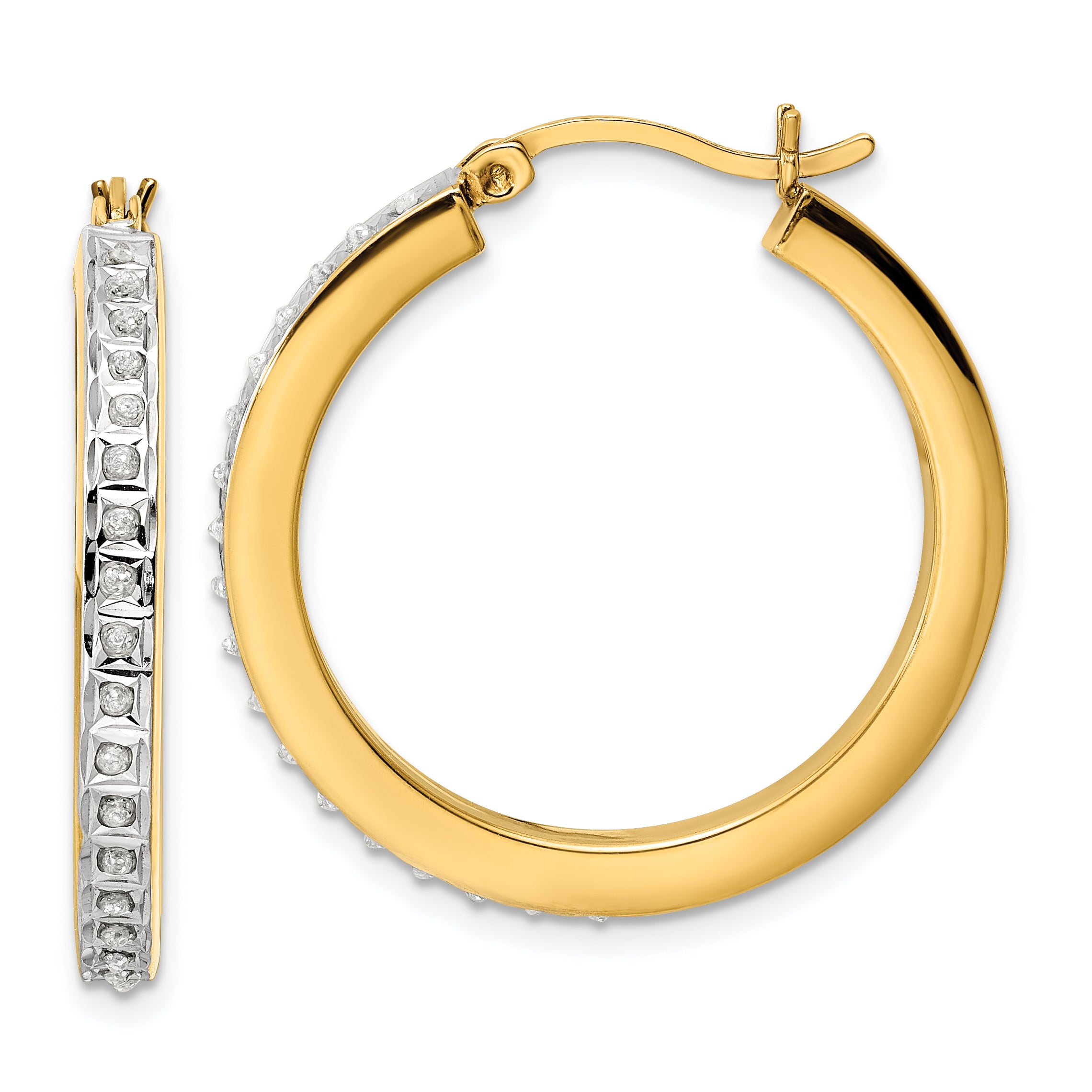 Diamond Fascination Diamond Mystique Sterling Silver 18K Gold-plated Diamond Hoop Earrings Main image