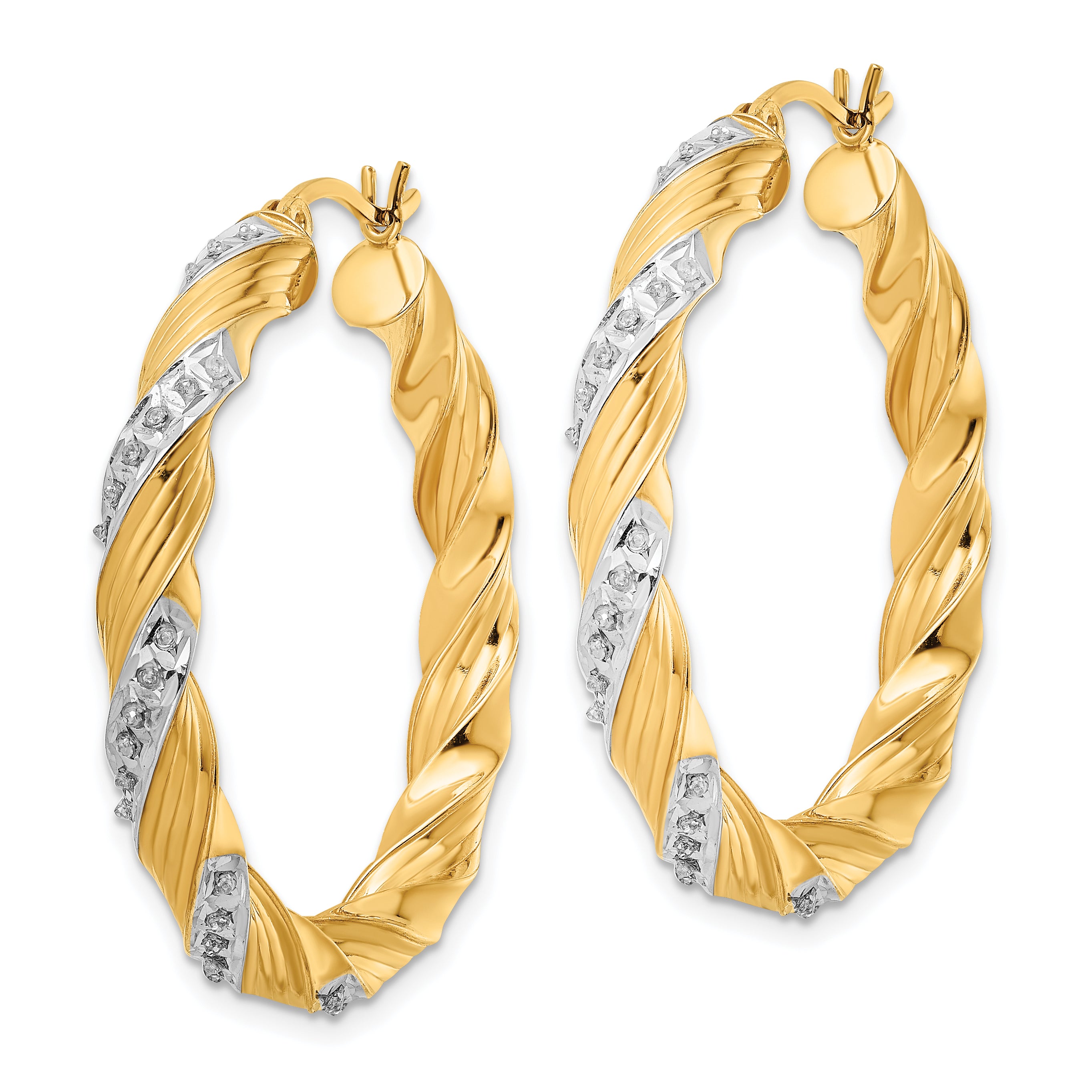 Diamond Fascination Diamond Mystique Sterling Silver 18K Gold-plated Diamond Twisted Hoop Earrings