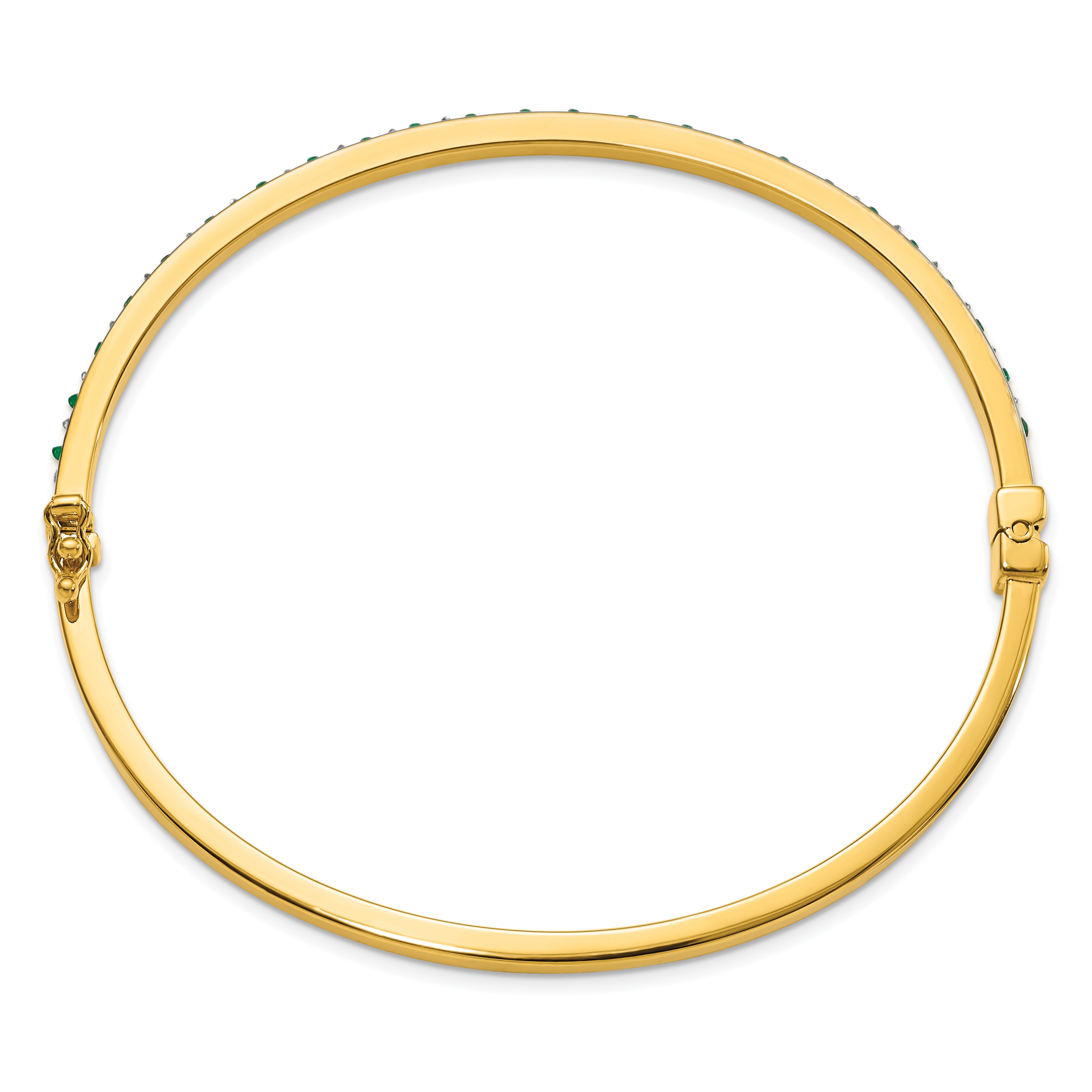 Diamond Fascination Diamond Mystique Sterling Silver 18K Gold-plated Diamond and Emerald Hoop Earrings and Bangle Set