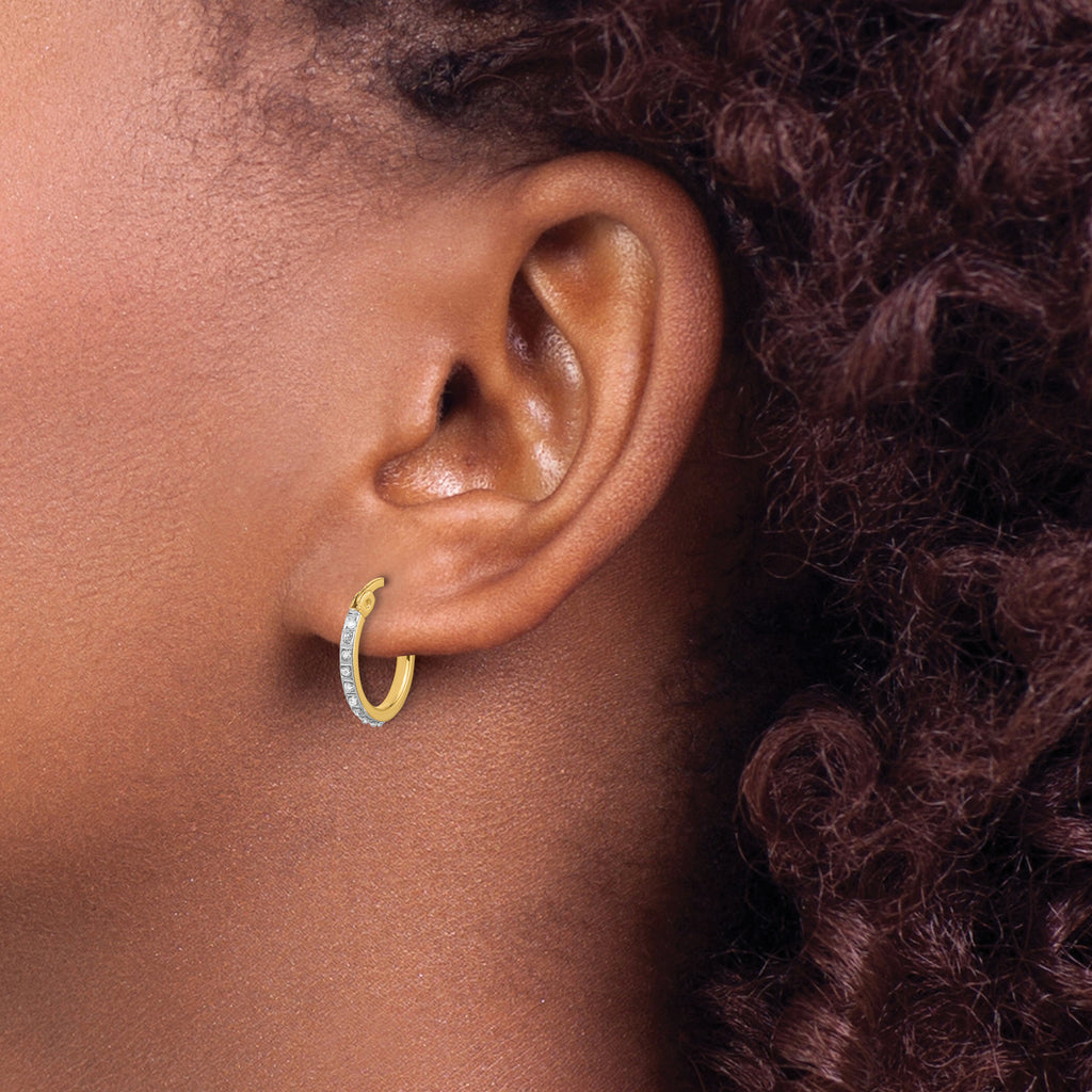 Sterling Silver 18K Gold-plated Diamond Mystique Hoop Earrings
