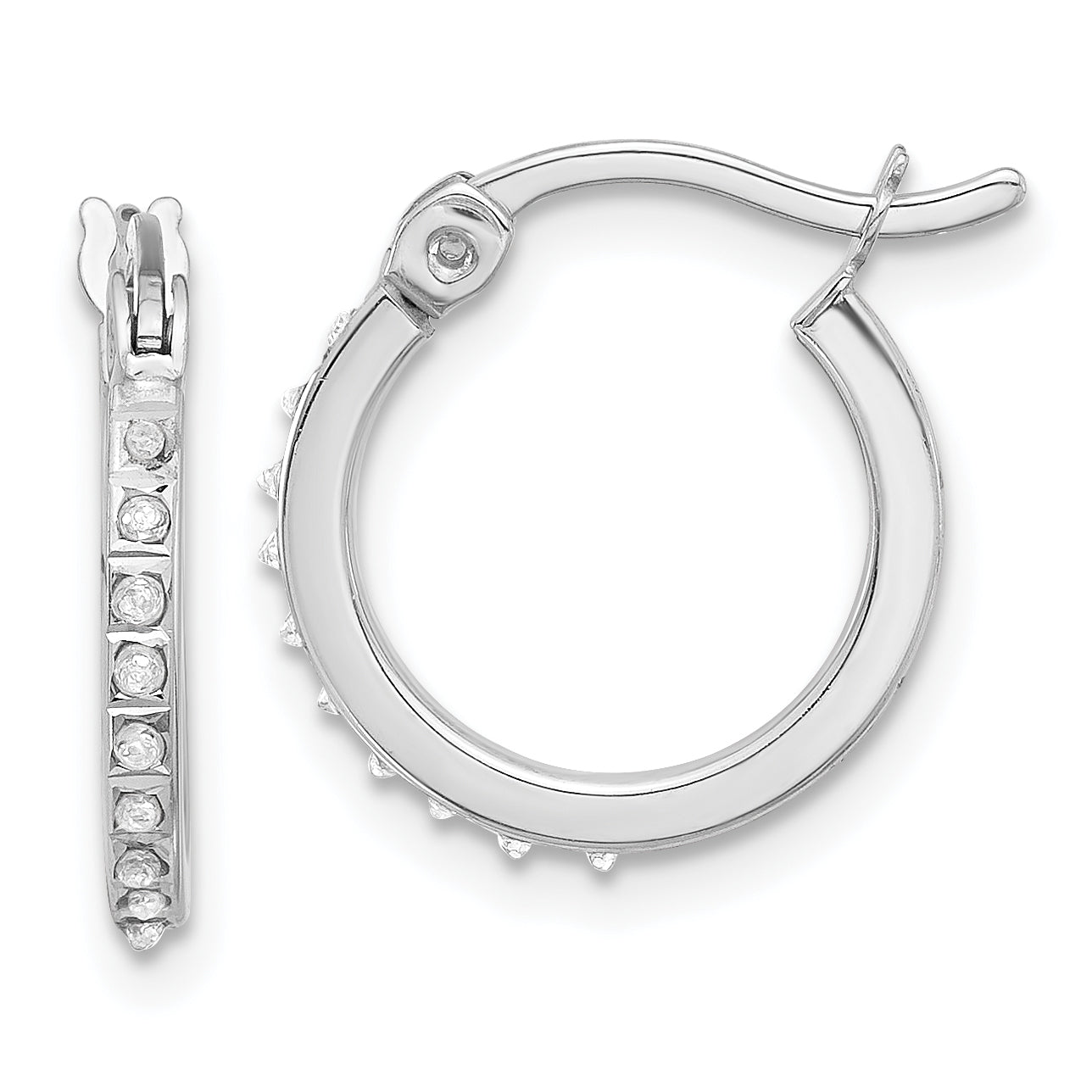 Sterling Silver Platinum-plated Diamond Mystique Hoop Earrings Main image