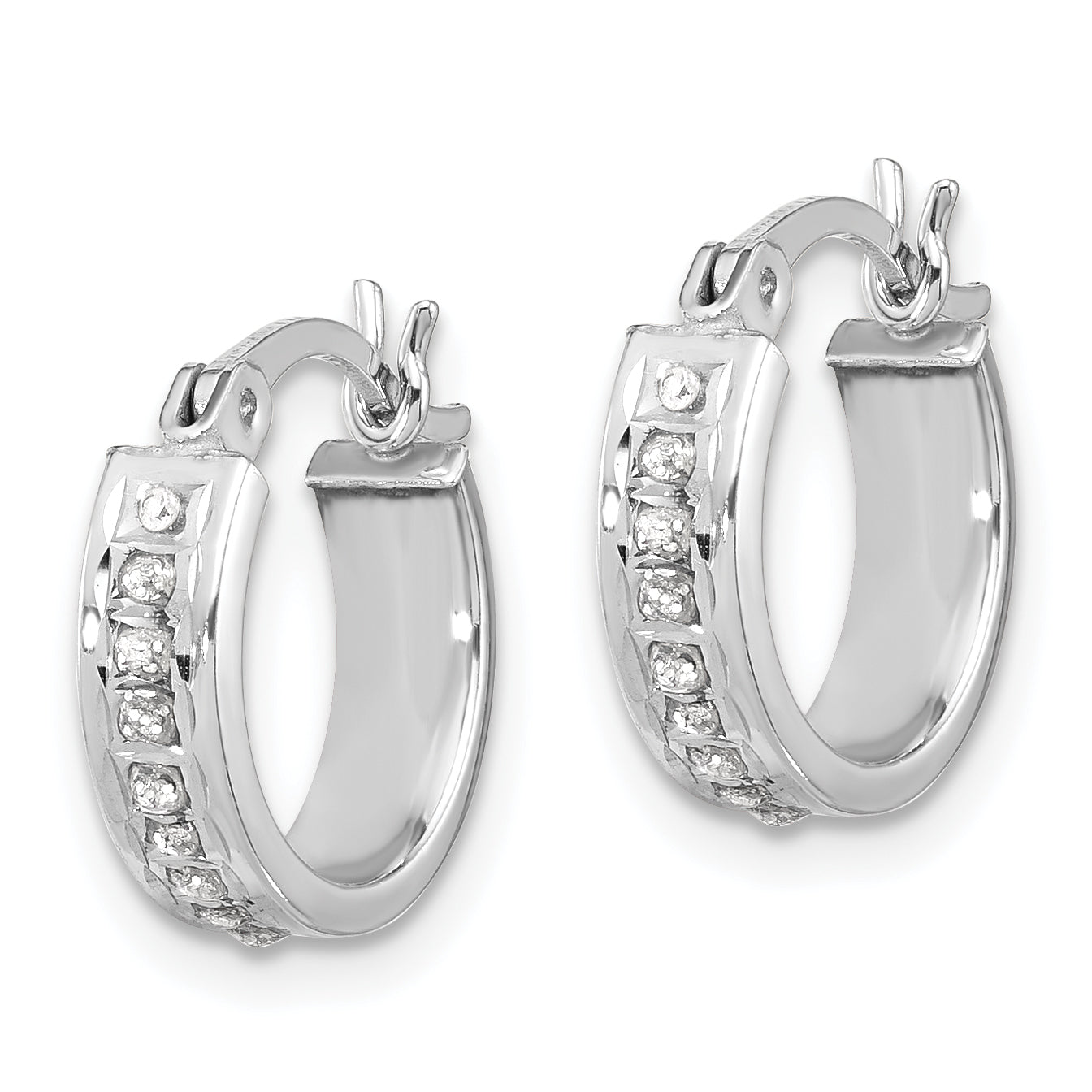 Sterling Silver Platinum-plated Diamond Mystique Hoop Earrings Secondary image