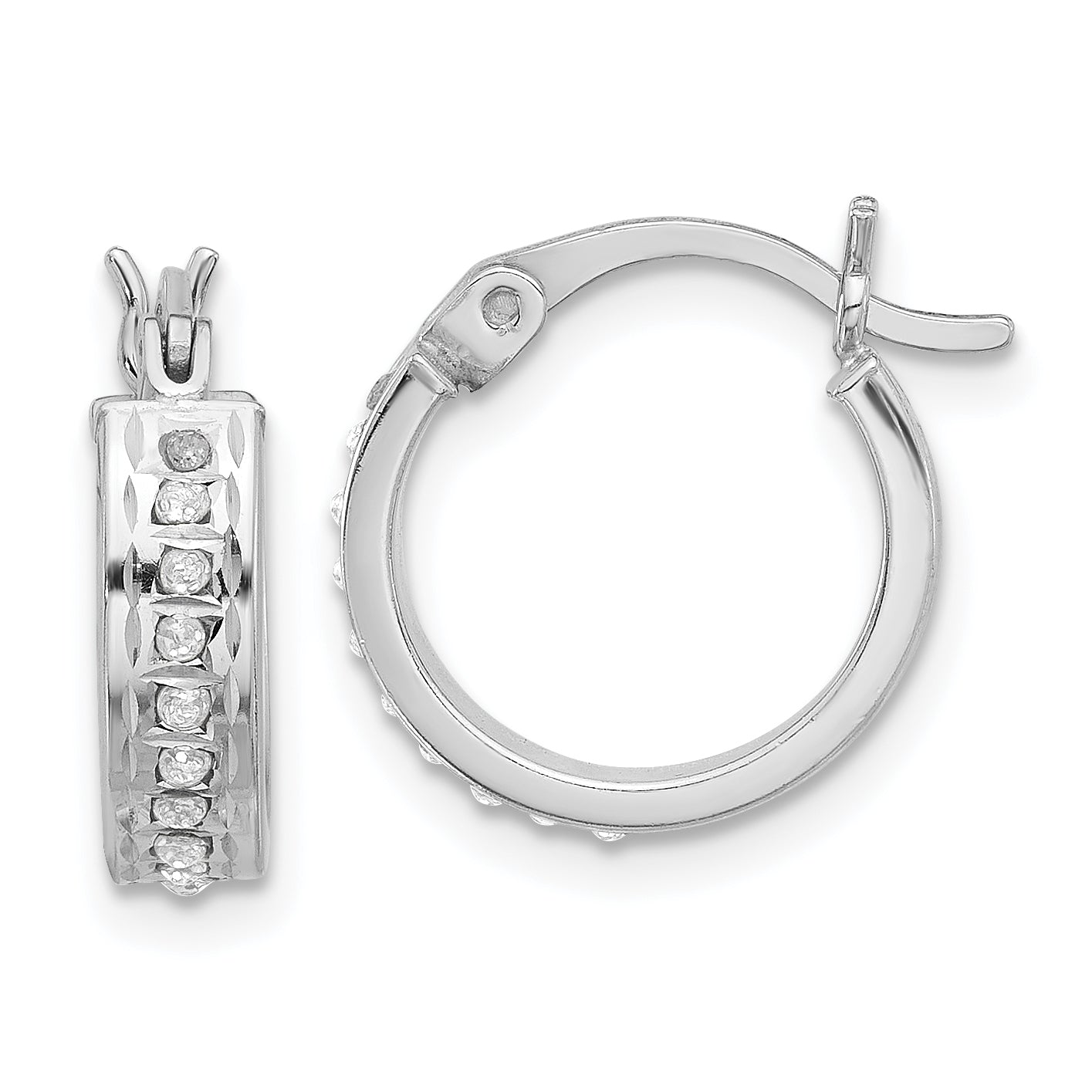 Sterling Silver Platinum-plated Diamond Mystique Hoop Earrings Main image