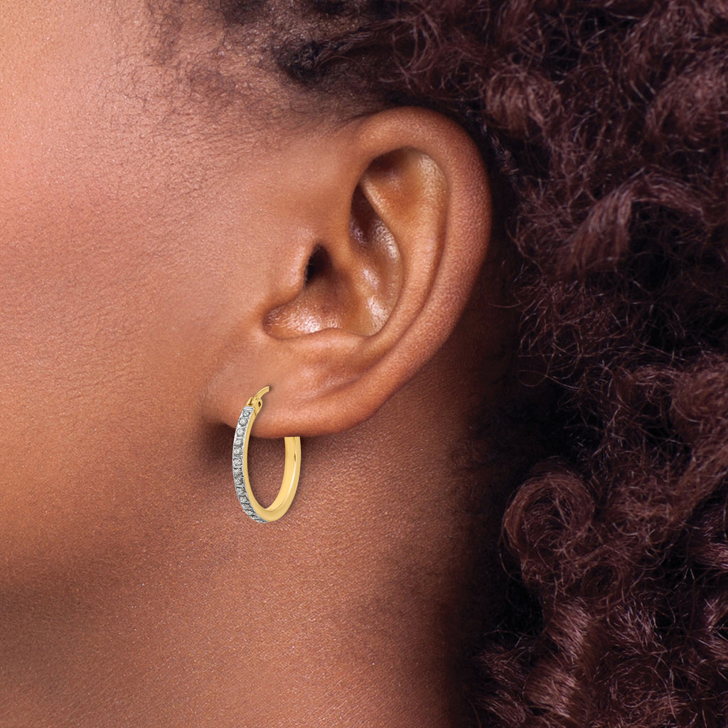 Sterling Silver 18K Gold-plated Diamond Mystique Hoop Earrings