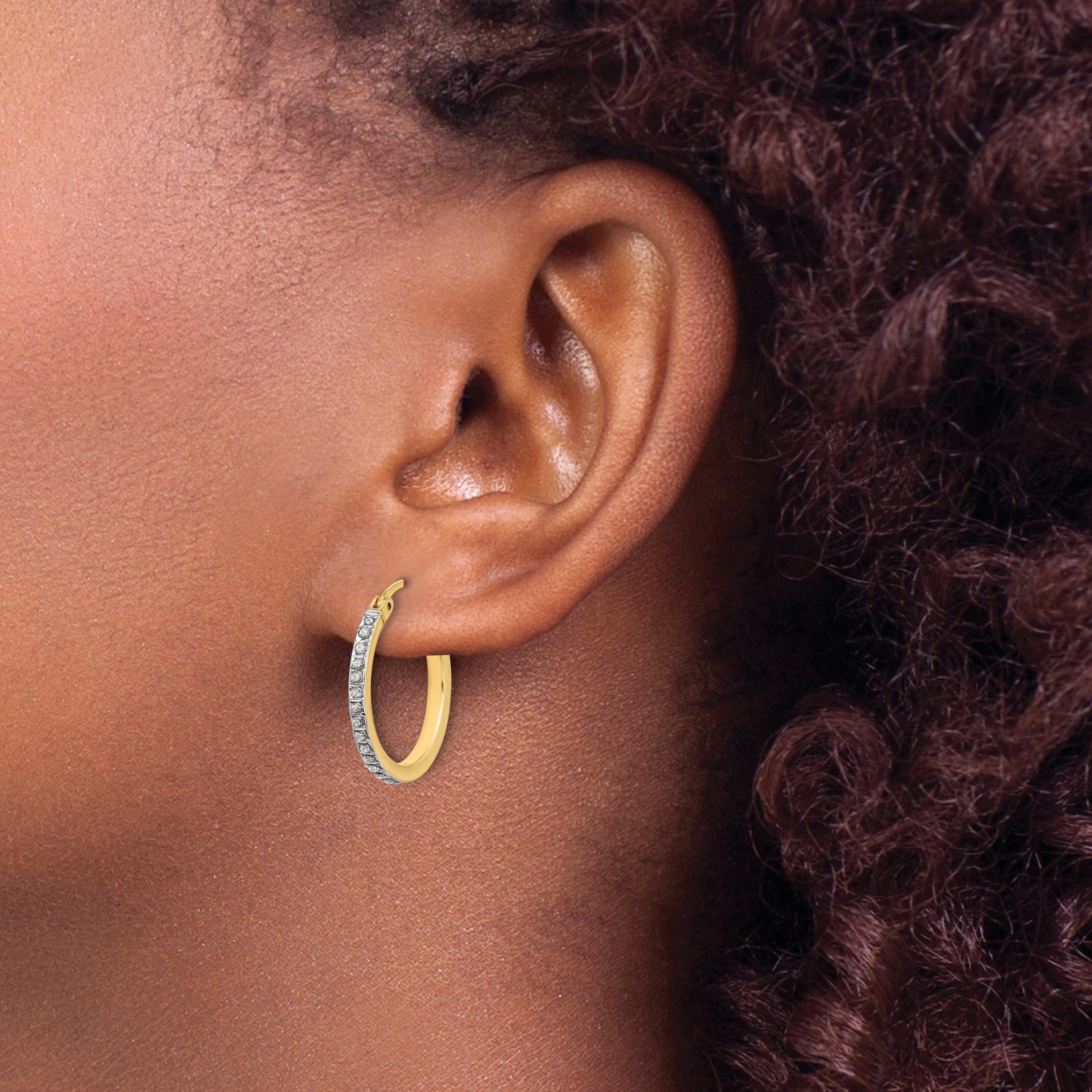 Sterling Silver 18K Gold-plated Diamond Mystique Hoop Earrings