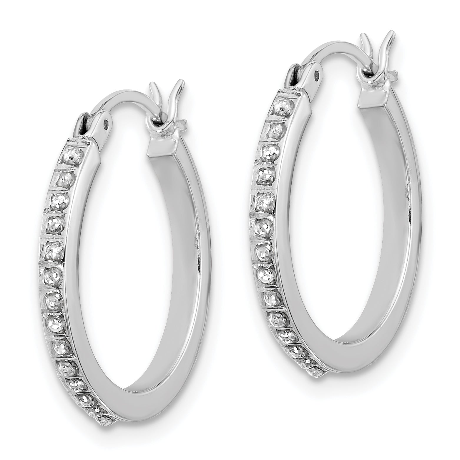 Sterling Silver Platinum-plated Diamond Mystique Hoop Earrings Secondary image