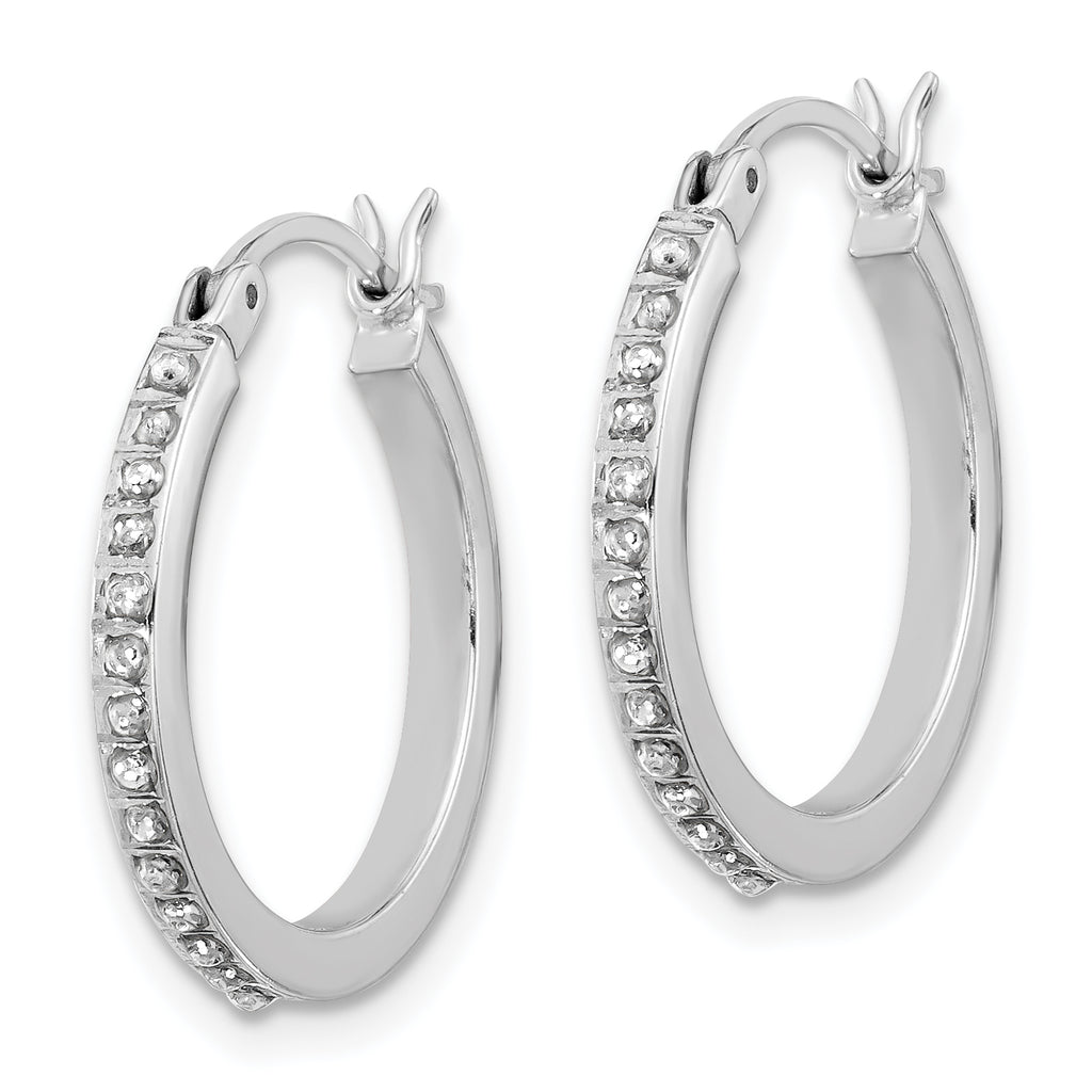 Sterling Silver Platinum-plated Diamond Mystique Hoop Earrings