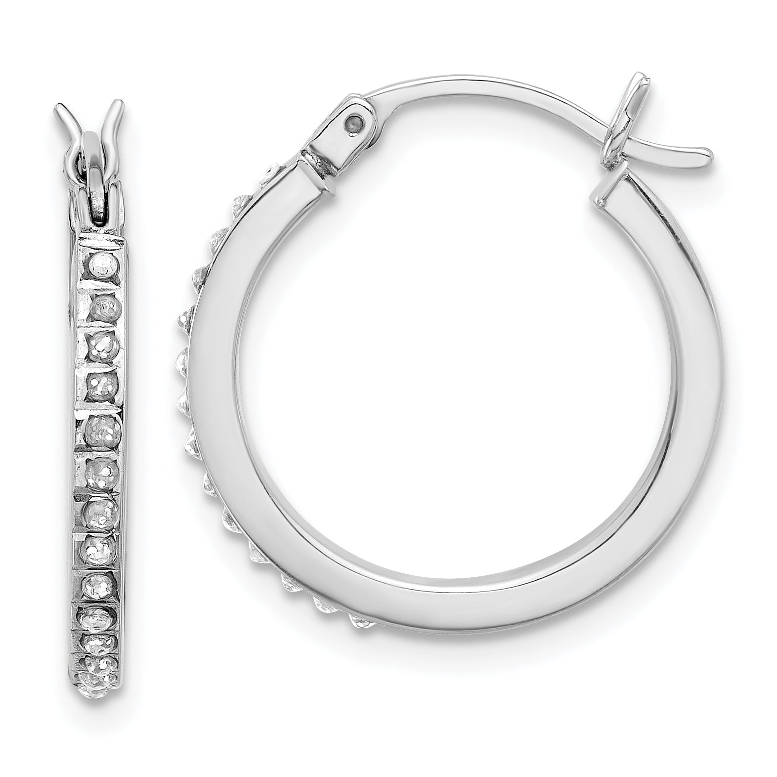 Sterling Silver Platinum-plated Diamond Mystique Hoop Earrings Main image