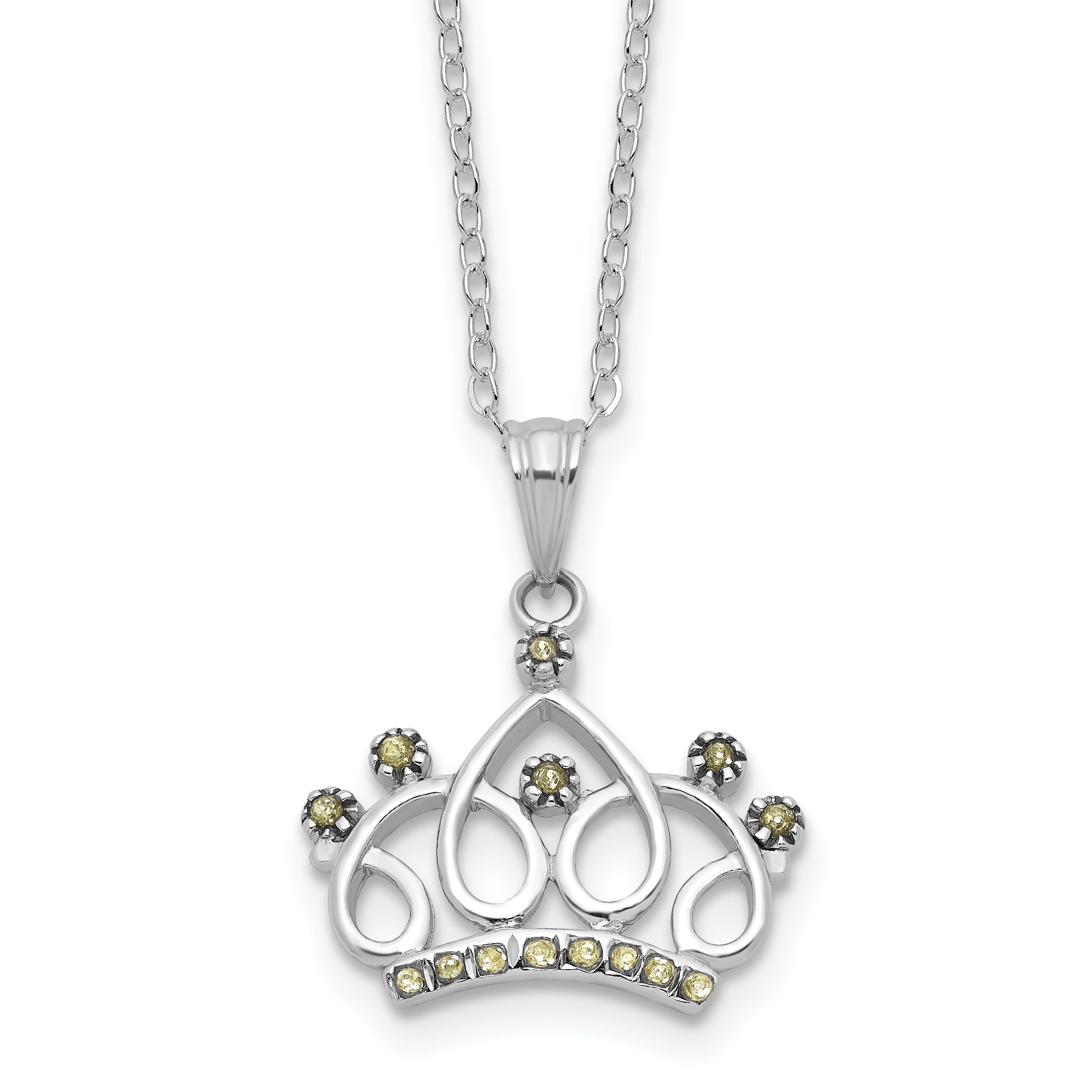 Sterling Silver Platinum-plated Diamond Mystique Crown Necklace Main image