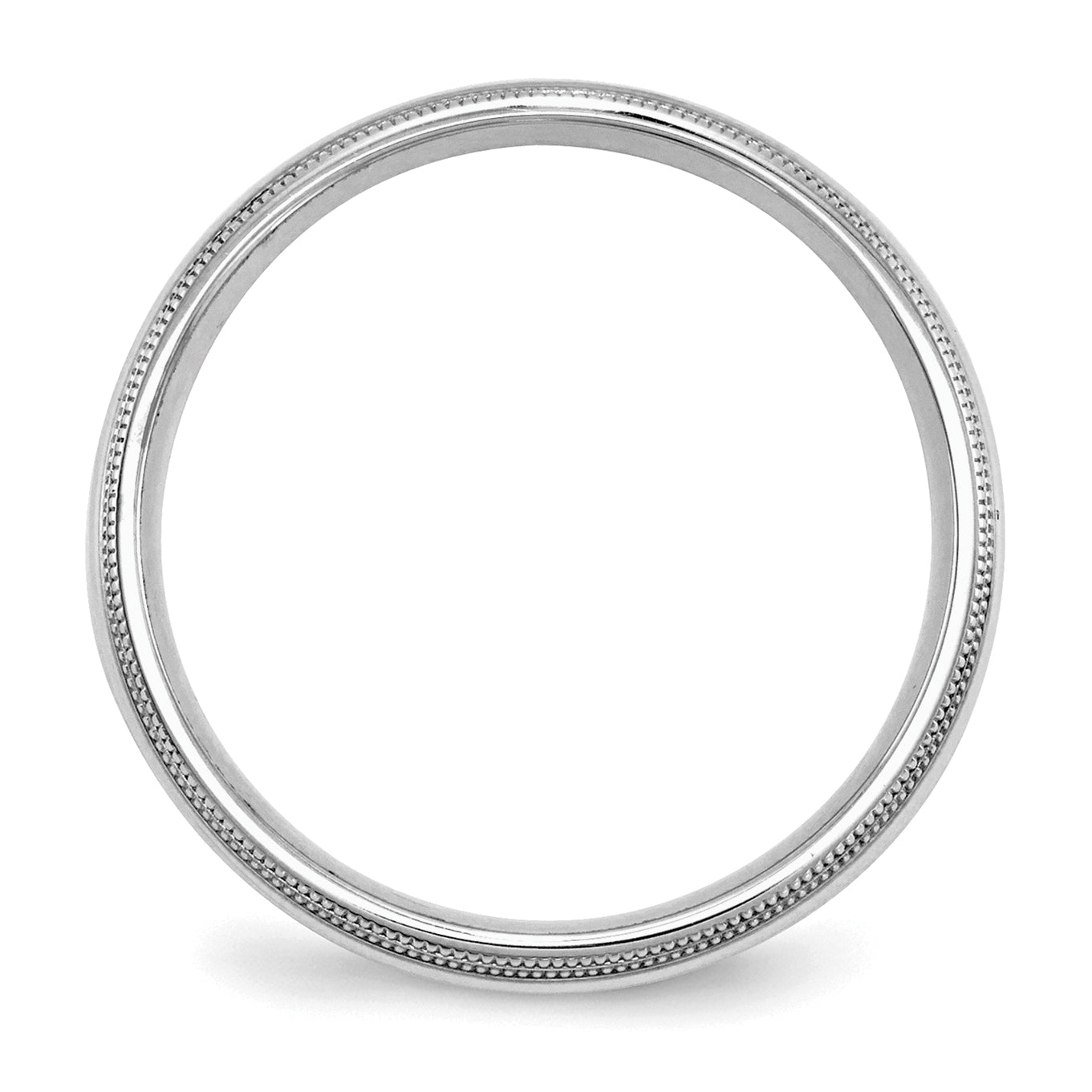 SS Rhodium-plated 5mm Comfort Fit Double Milgrain Size 13.5 Band