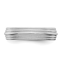 SS Rhodium-plated 5mm Comfort Fit Double Milgrain Size 13.5 Band