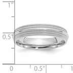 SSilver Rhodium-plated 5mm Comfort Fit Double Milgrain Band