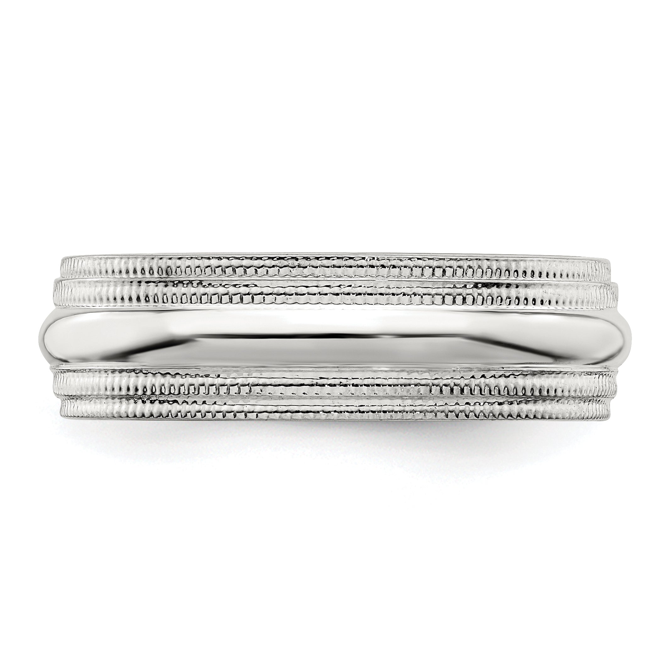 Sterling Silver 6mm Comfort Fit Double Milgrain Band