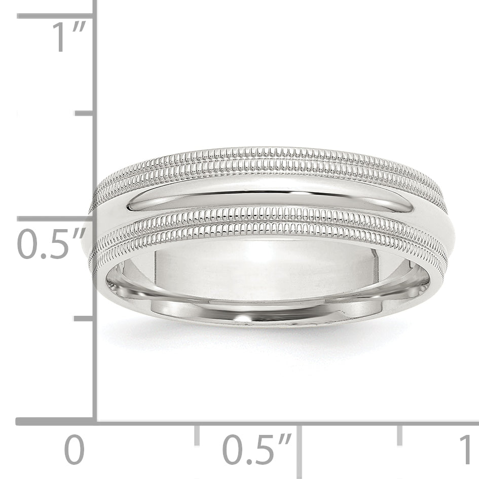 Sterling Silver 6mm Comfort Fit Double Milgrain Band