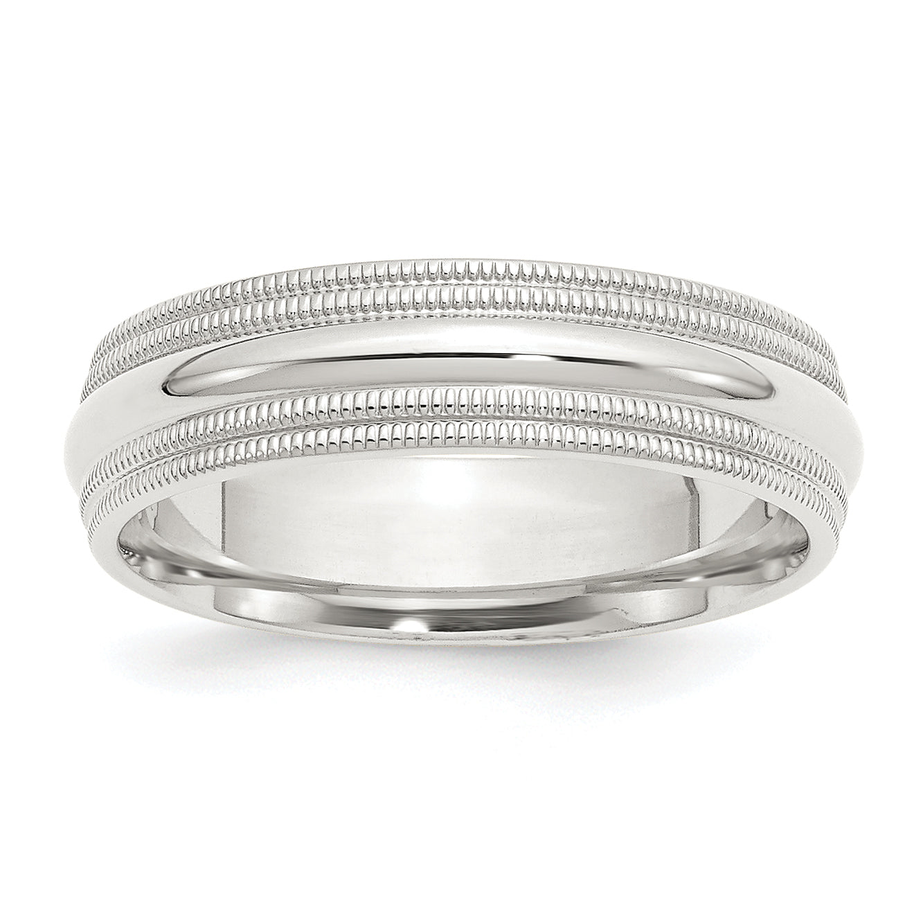 Sterling Silver 6mm Comfort Fit Double Milgrain Band