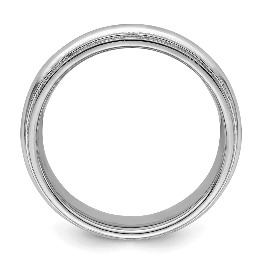 Sterling Silver Rhodium 6mm Comfort Fit Double Milgrain Band