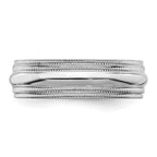 Sterling Silver Rhodium-Plated Milgrain Domed Comfort-Fit Wedding Band 6mm