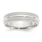 Sterling Silver Milgrain Domed Comfort-Fit Wedding Band 6mm