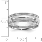 Sterling Silver Rh-plated 7mm Comfort Fit Double Milgrain Band