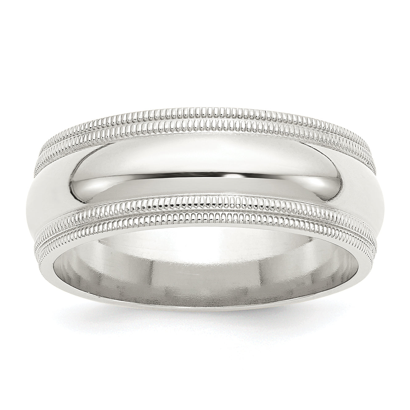 Sterling Silver 8mm Comfort Fit Double Milgrain Size 13.5 Band Main image