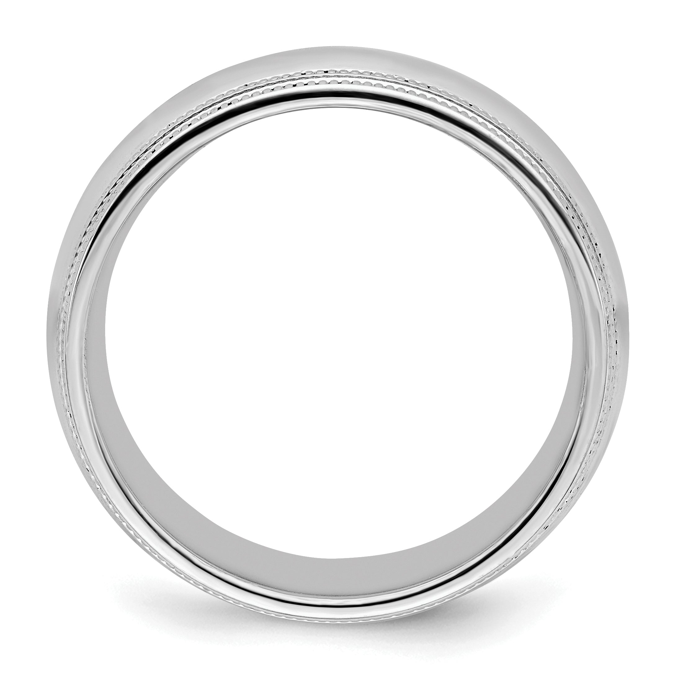 SS Rhodium-plated 8mm Comfort Fit Double Milgrain Size 13.5 Band