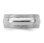 Sterling Silver Rh-plated 8mm Comfort Fit Double Milgrain Band