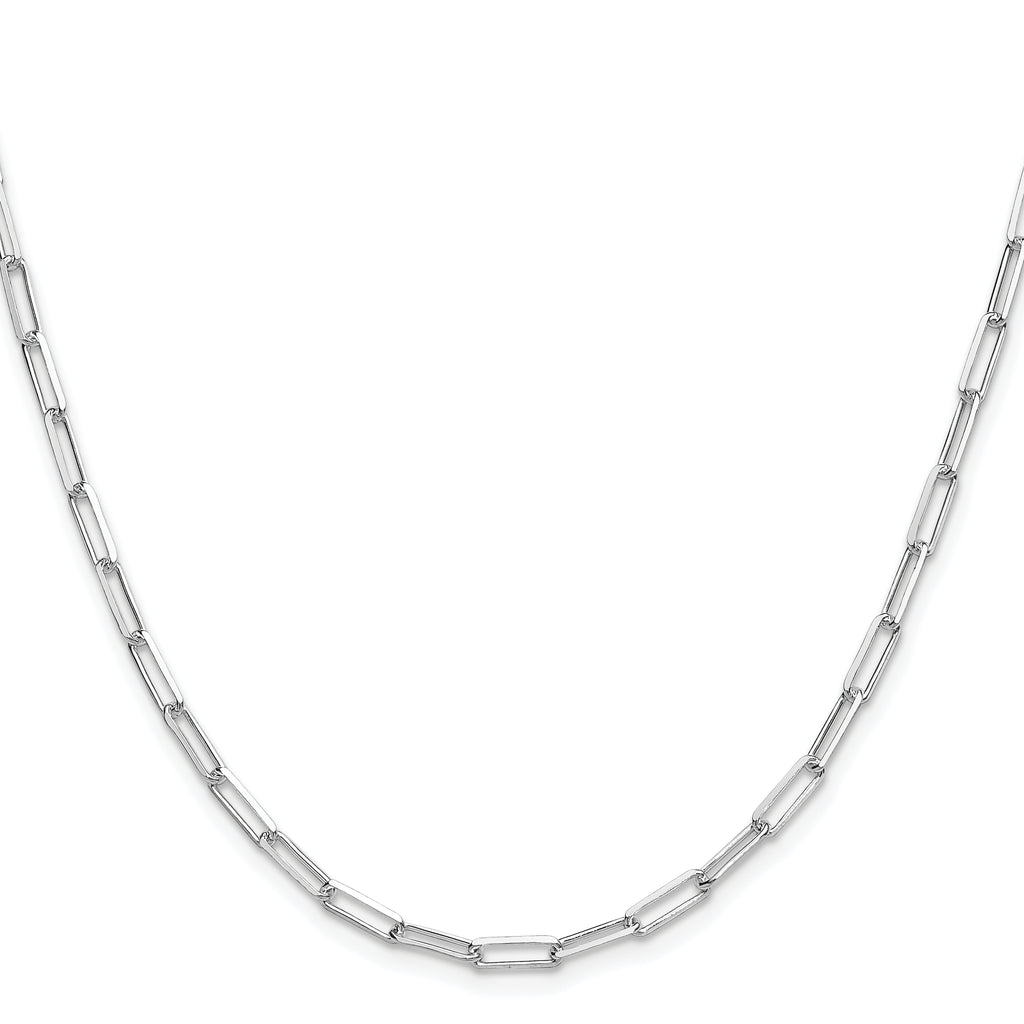 Sterling Silver Rhodium-Plated Diamond-Cut Paperclip Chain Necklace 3.1mm