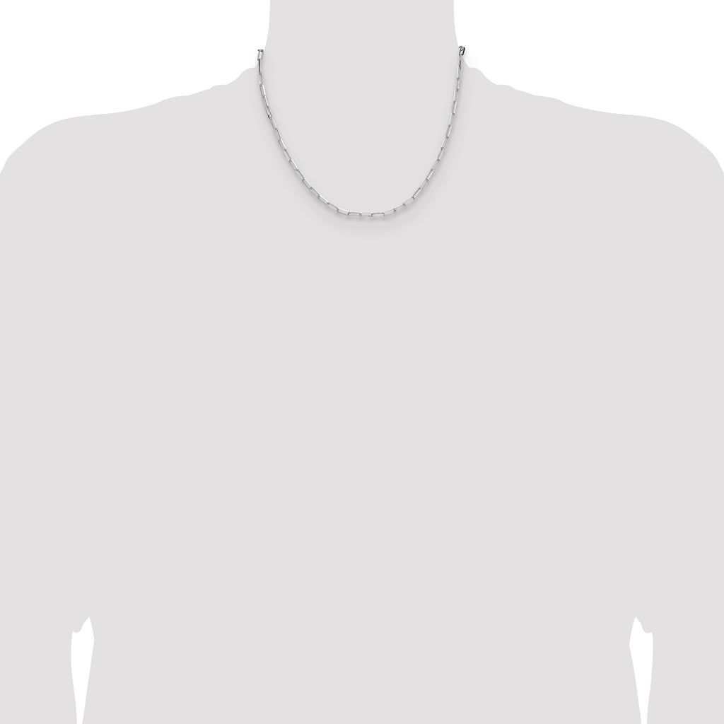 Sterling Silver Rhodium-Plated Diamond-Cut Paperclip Chain Necklace 3.1mm