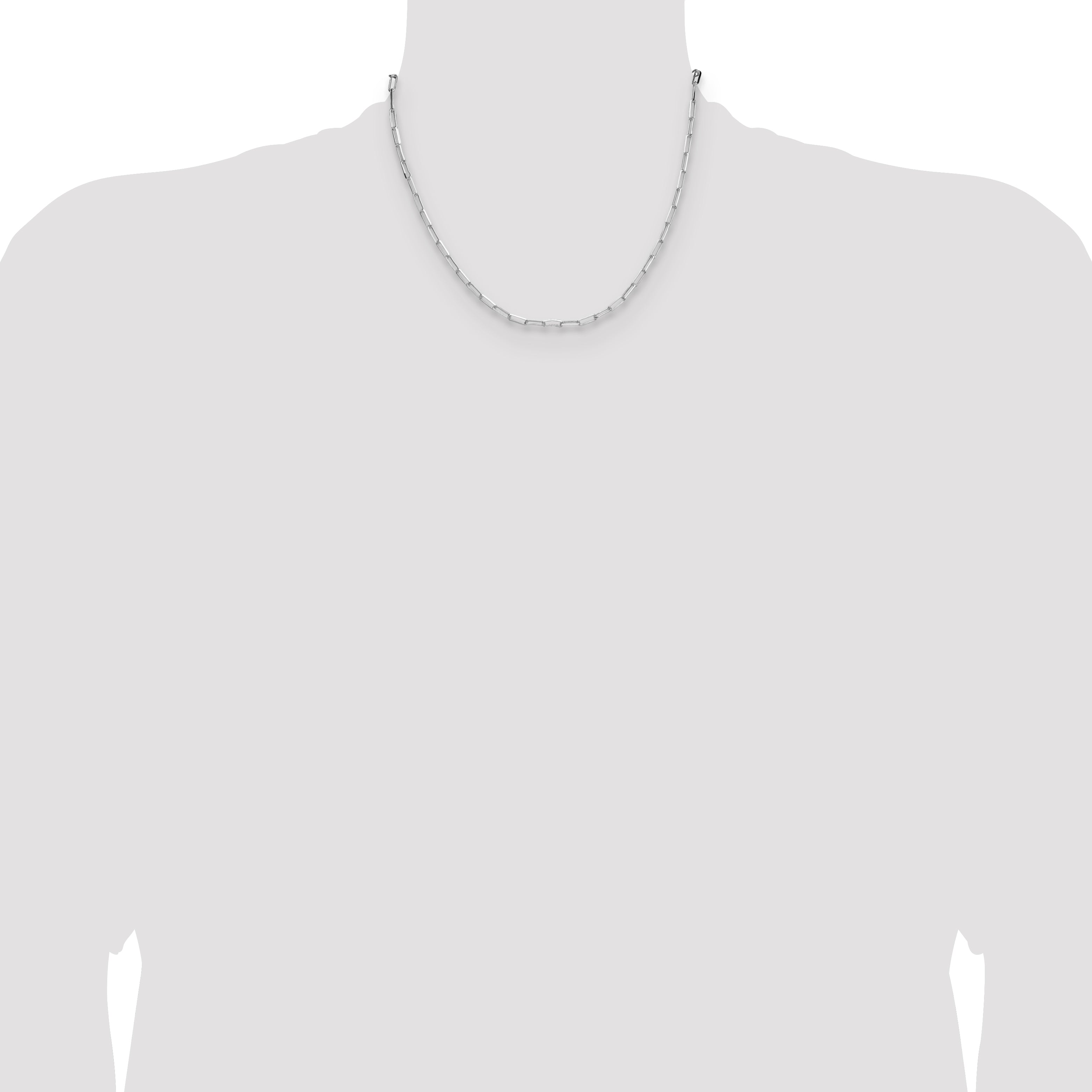 Sterling Silver Rhodium-Plated Diamond-Cut Paperclip Chain Necklace 3.1mm