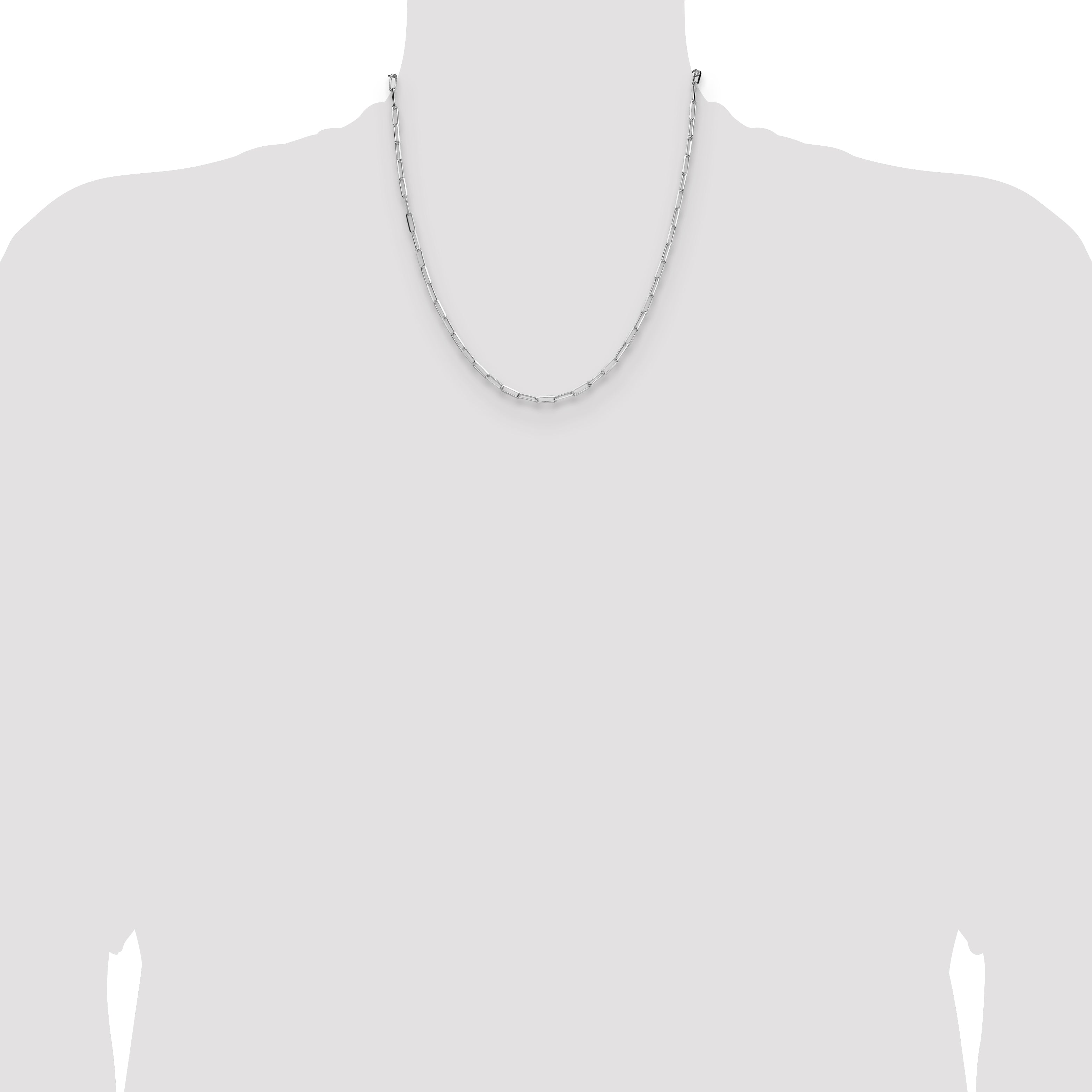 Sterling Silver Rhodium-plated 3.1mm D/C Paperclip Chain