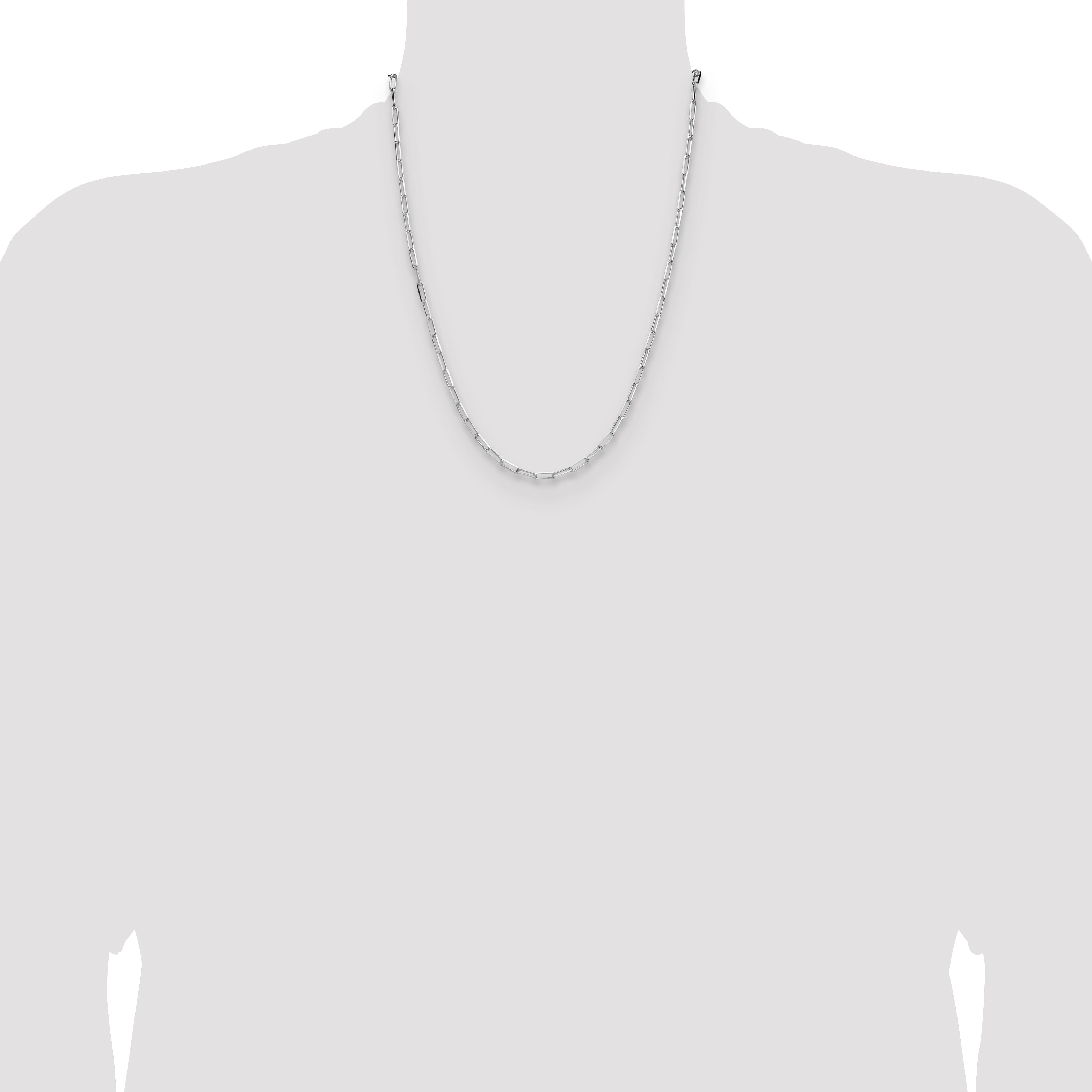 Sterling Silver Rhodium-plated 3.1mm D/C Paperclip Chain