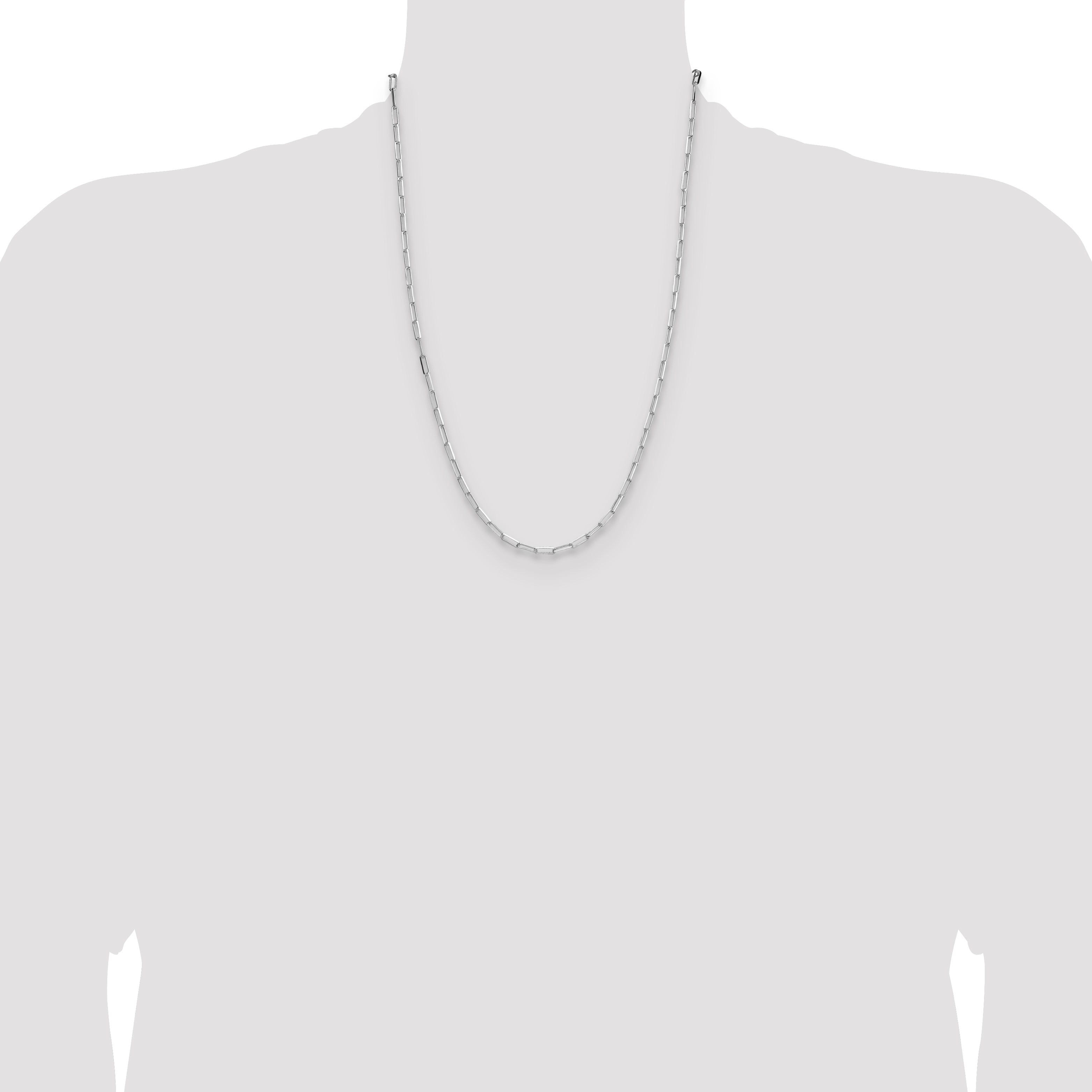 Sterling Silver Rhodium-plated 3.1mm D/C Paperclip Chain