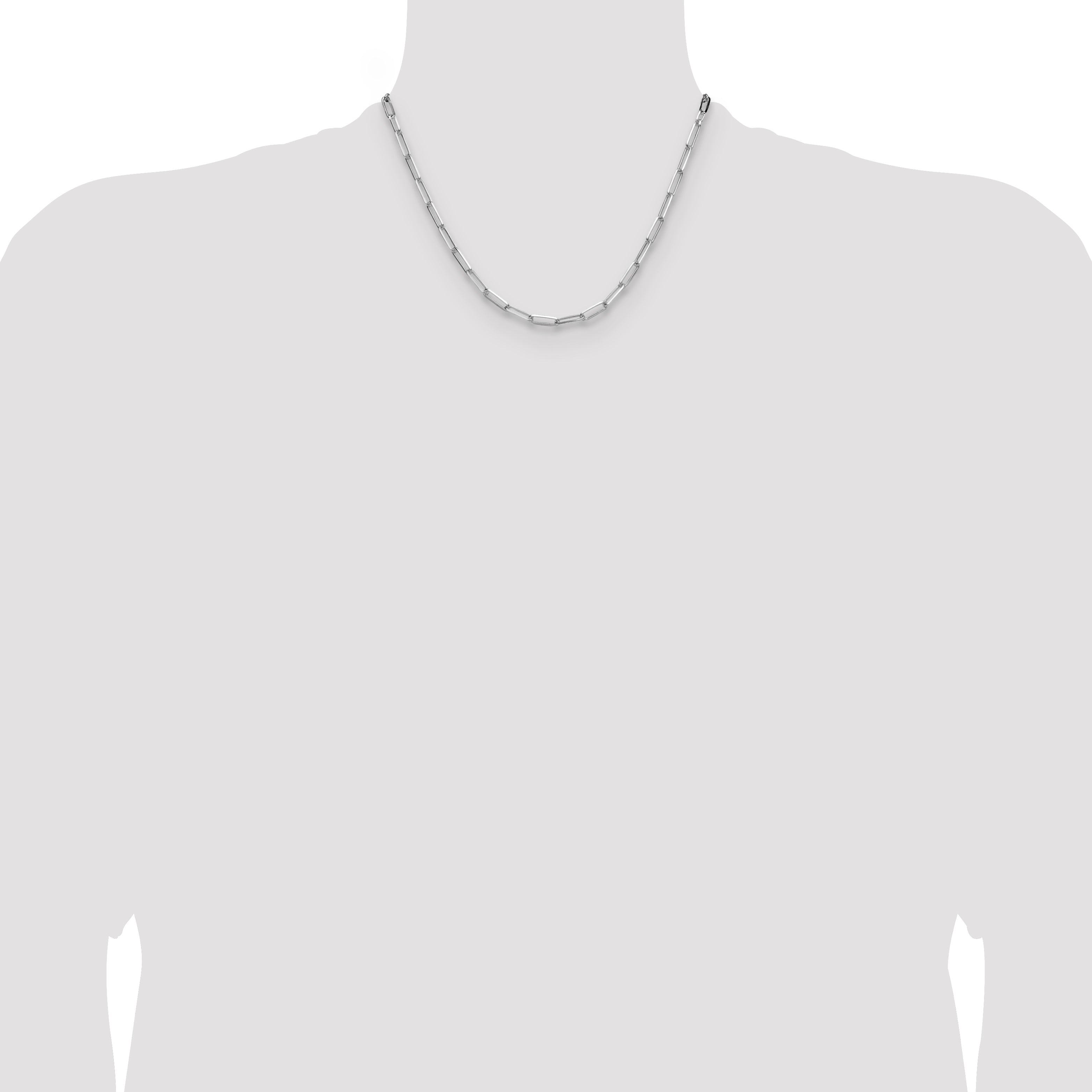 Sterling Silver Rhodium-plated 3.5mm D/C Paperclip Chain