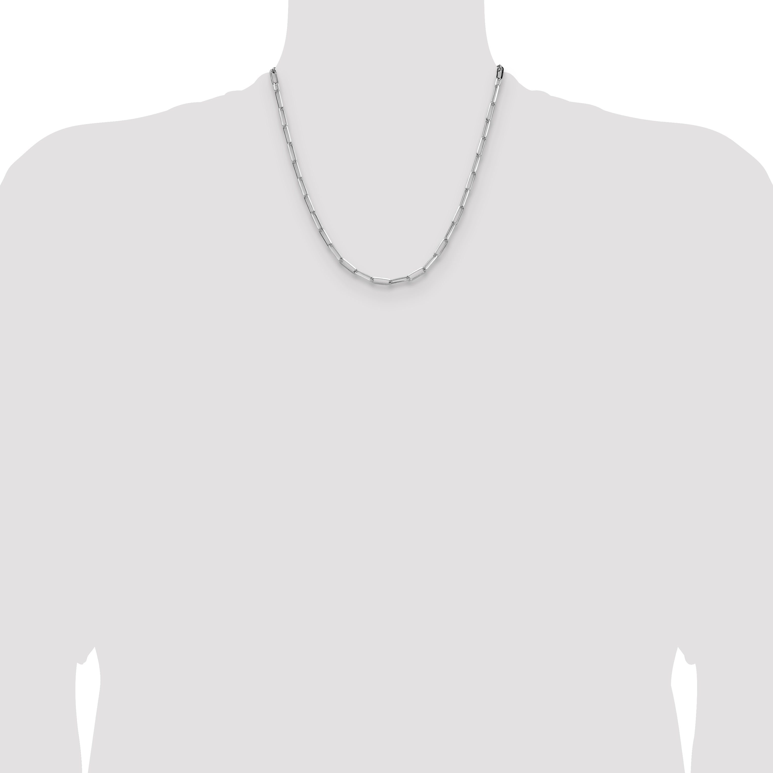 Sterling Silver Rhodium-plated 3.5mm D/C Paperclip Chain