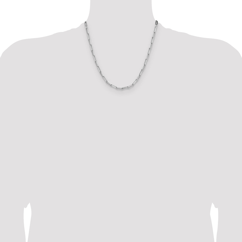 Sterling Silver Rhodium-plated 3.5mm D/C Paperclip Chain