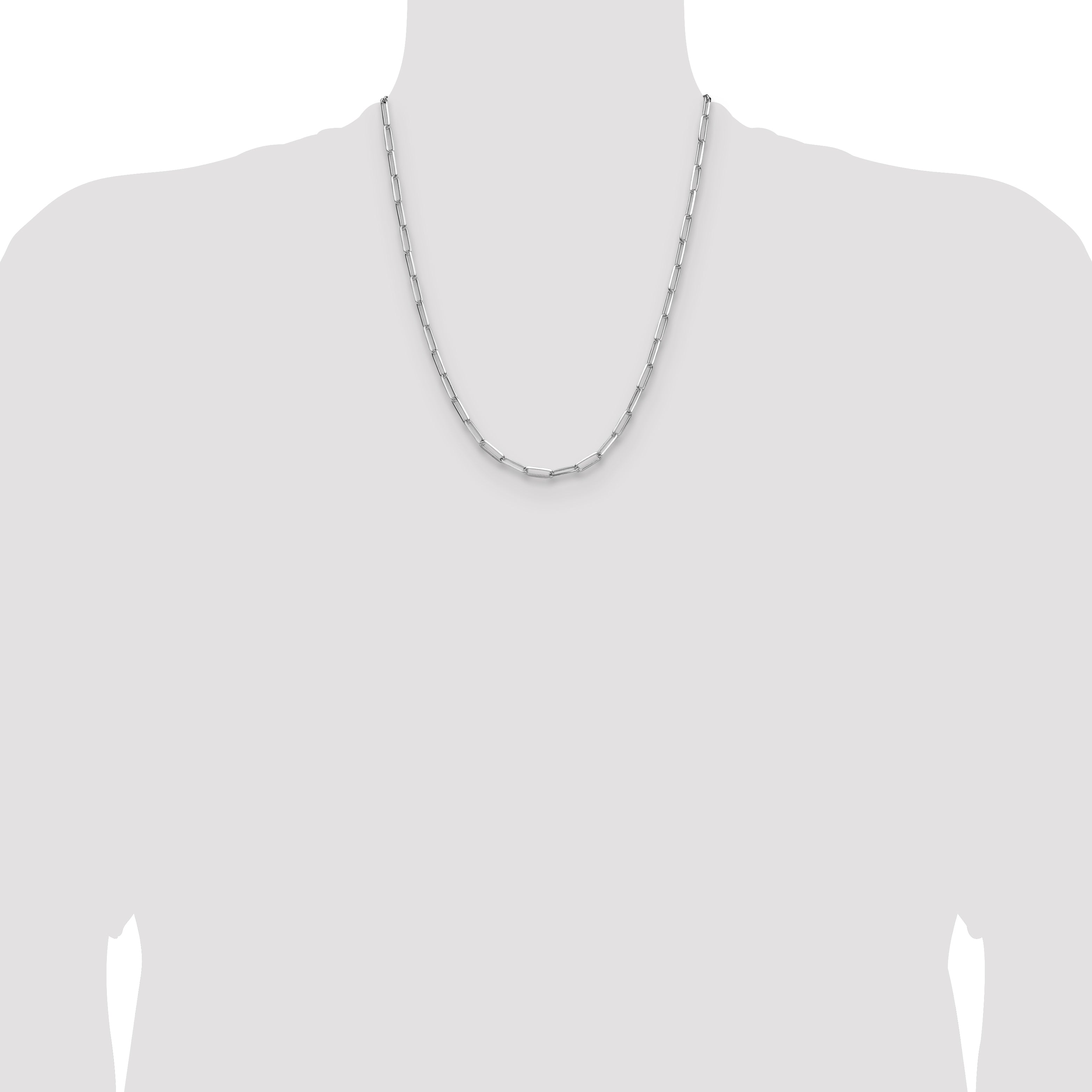 Sterling Silver Rhodium-plated 3.5mm D/C Paperclip Chain