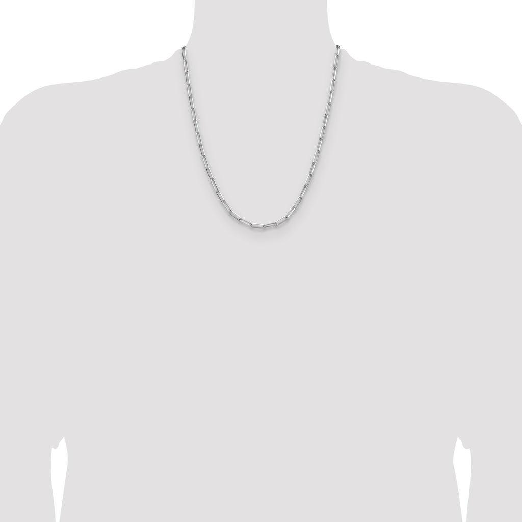 Sterling Silver Rhodium-plated 3.5mm D/C Paperclip Chain