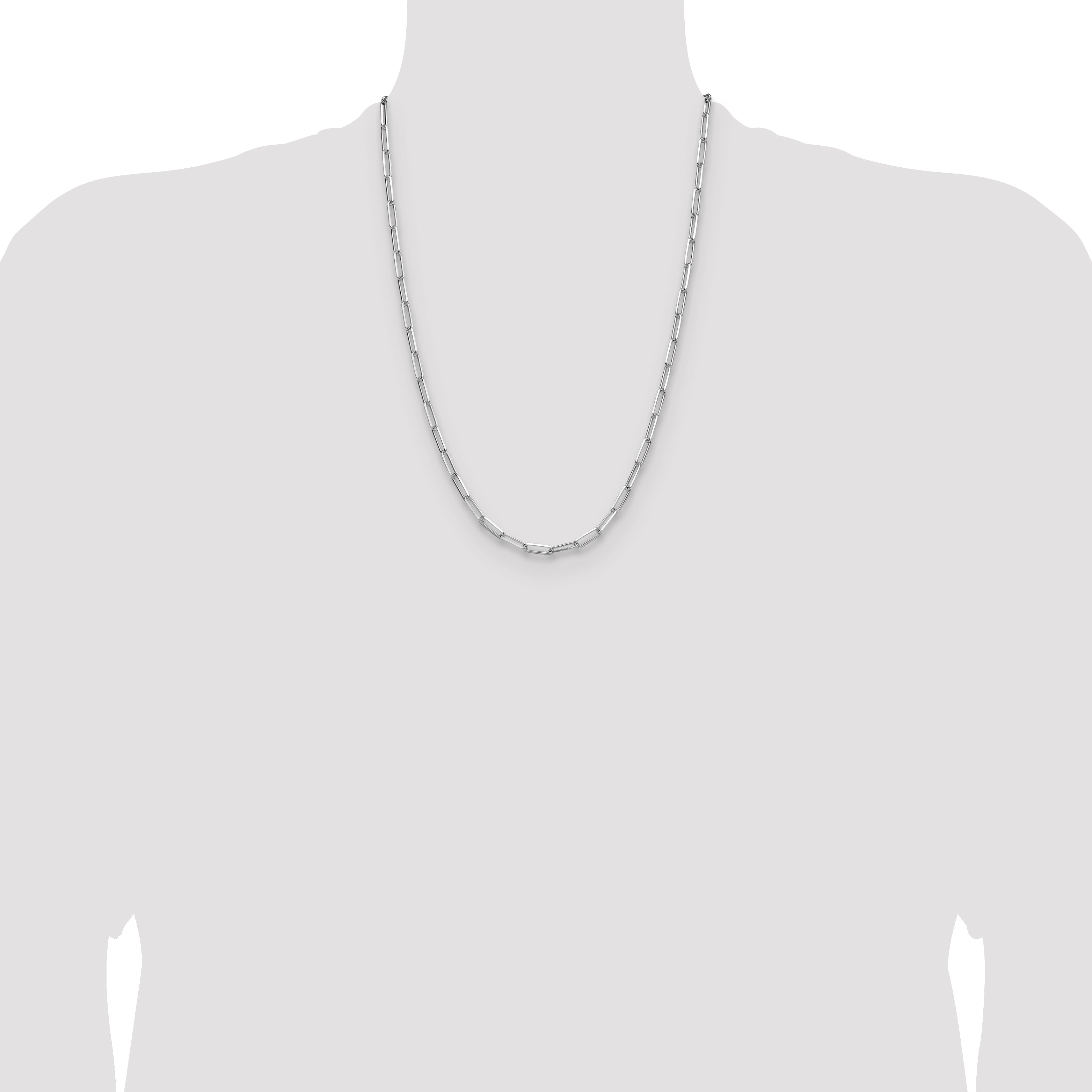 Sterling Silver Rhodium-plated 3.5mm D/C Paperclip Chain