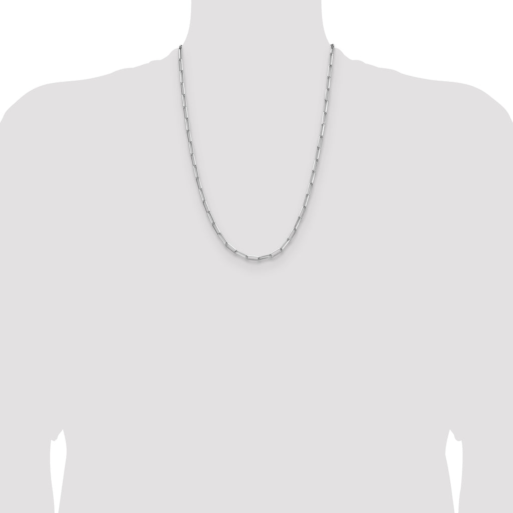Sterling Silver Rhodium-plated 3.5mm D/C Paperclip Chain