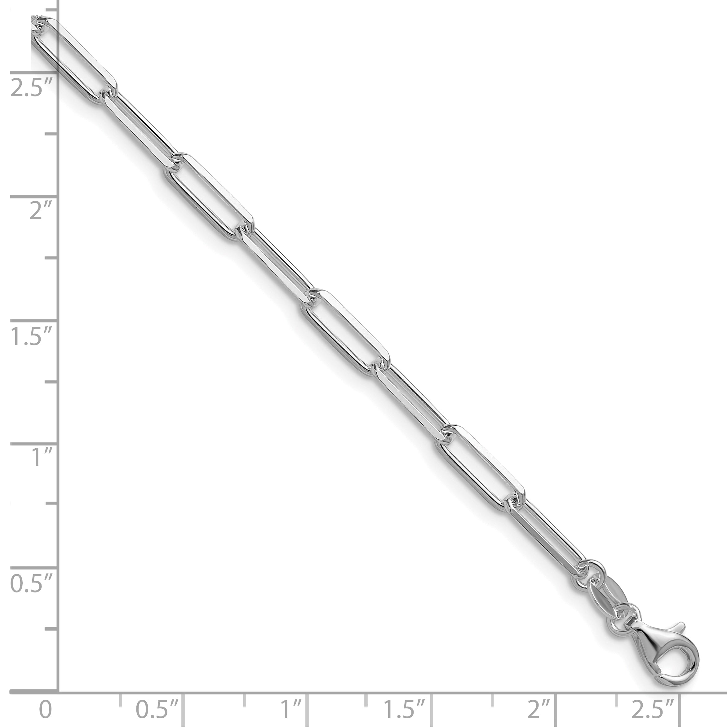 Sterling Silver Rhodium-plated 3.5mm D/C Paperclip Chain