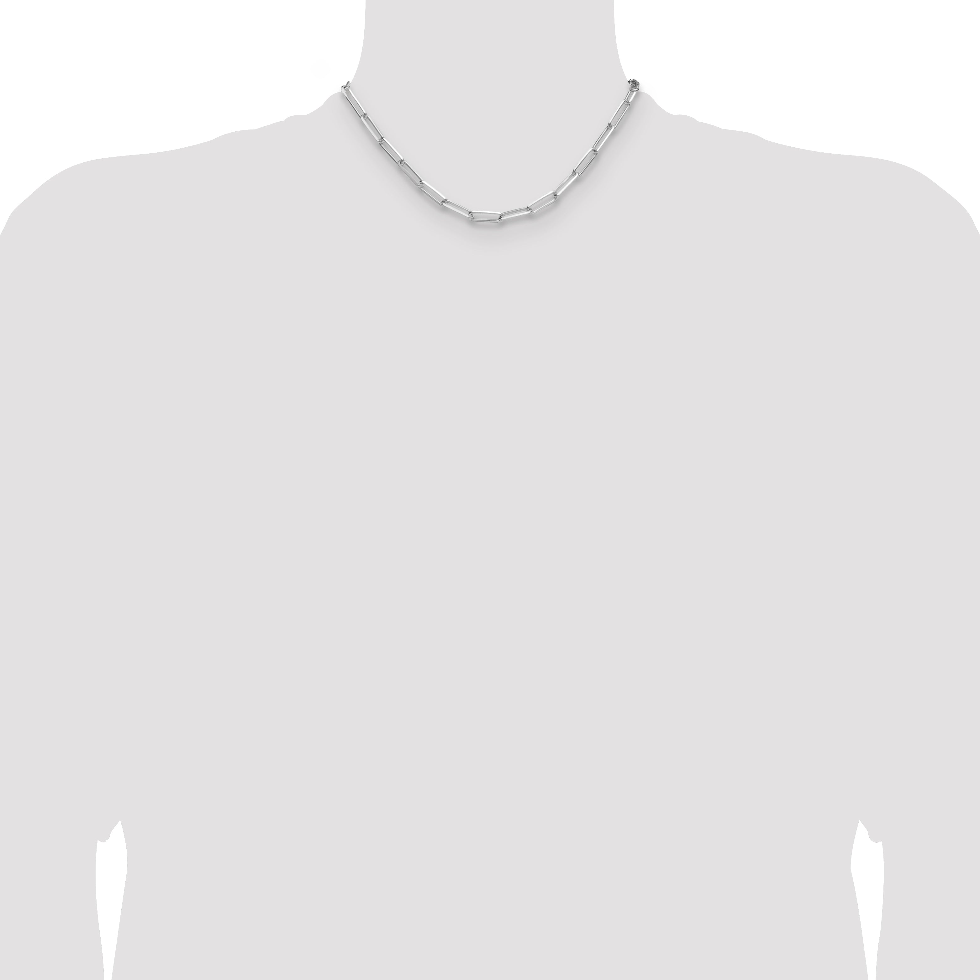 Sterling Silver Rhodium-plated 4.4mm D/C Paperclip Chain